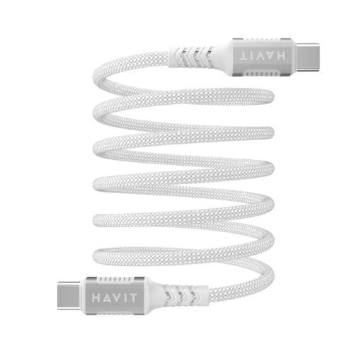 Havit CB6297 Nylon Braided PD60W USB-C to USB-C 1M Magnetic Cable - White