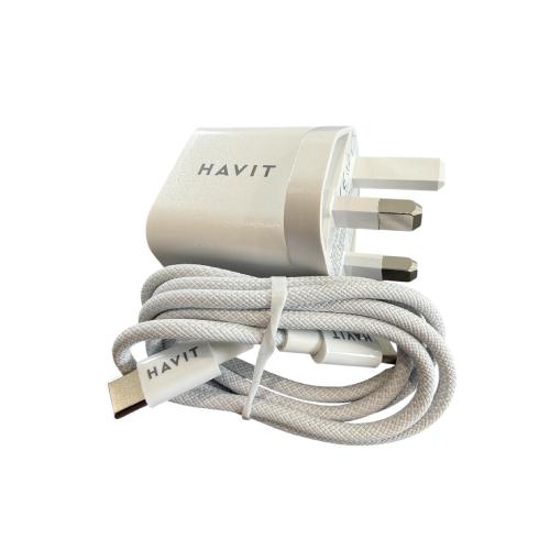 HAVIT ST936 Travel Charger with USB-C to USB-C Cable - White