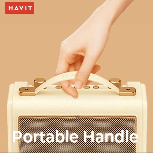 Havit SK823BT Retro Portable Karaoke Bluetooth Speaker with Wireless Microphone - Beige