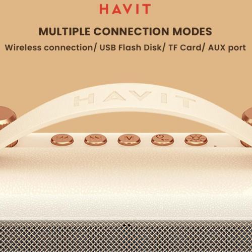 Havit SK823BT Retro Portable Karaoke Bluetooth Speaker with Wireless Microphone - Beige