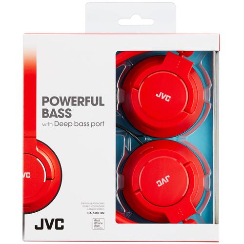 JVC Over-Ear Powerful Bass Headphones 3.5mm Corded - Red