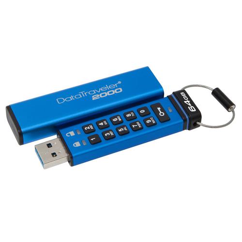 Kingston 64GB DataTraveler 2000 Encrypted Keypad USB 3.1 Flash Drive - 135MB/s