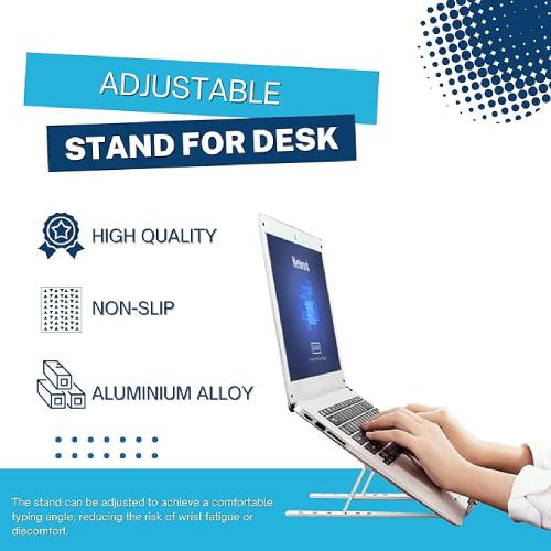 Laptop Adjustable Stand and Holder for Desk- Silver