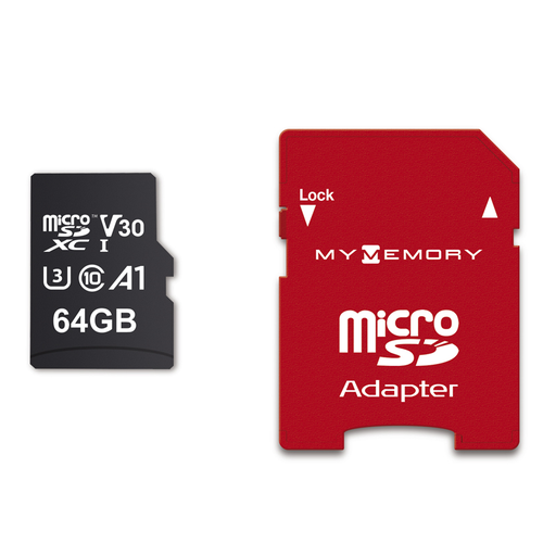 MyMemory PLUS 64GB Micro SD Card (SDXC) 4K A1 UHS-1 V30 U3 + Adapter - 100MB/s