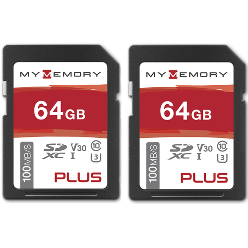 MyMemory PLUS 64GB V30 High Speed SD Card (SDXC) UHS-1 U3 - 100MB/s (2 PACK)