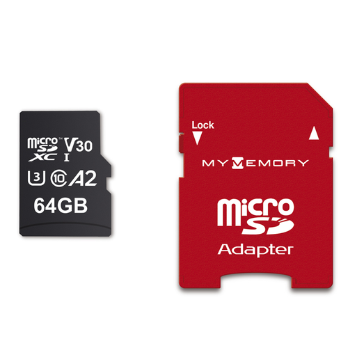 MyMemory PLUS 64GB Micro SD Card (SDXC) 4K A2 UHS-1 U3 + Adapter - 170MB/s