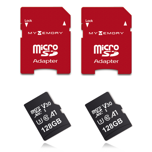 MyMemory PLUS 128GB microSD Card (SDXC) 4K A1 UHS-1 V30 U3 + Adapter - 100MB/s - 2 Pack