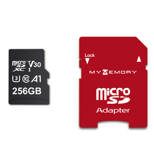 MyMemory PLUS 256GB Micro SD Card (SDXC) 4K A1 UHS-1 V30 U3 + Adapter - 100MB/s