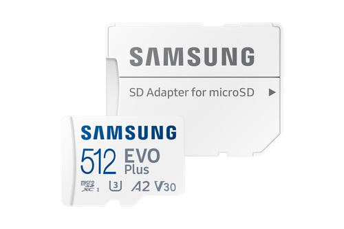 Samsung EVO Plus 512GB MicroSDXC Micro SD Class 10 UHS-I U3 A2 V30 Memory  Card