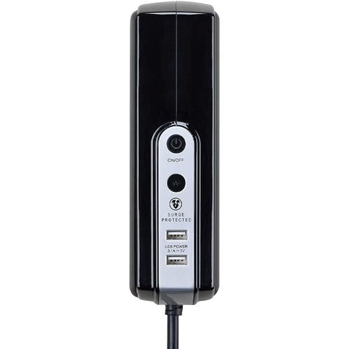 Masterplug 6 Socket 2M Surge Protected 2x USB Extension Lead - Gloss Black