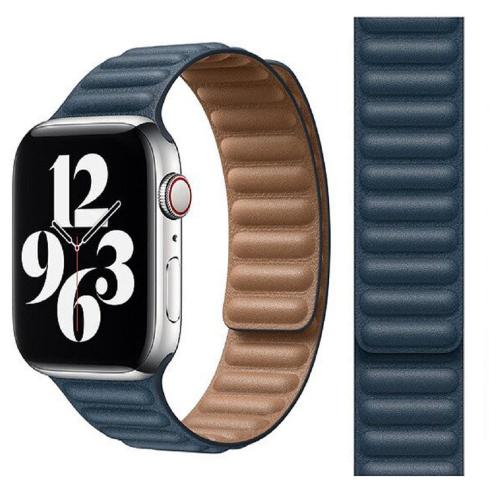 Apple Official Watch Leather Link Band 44mm - Baltic Blue