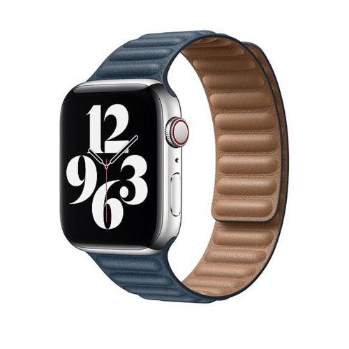 Apple Official Watch Leather Link Band 44mm - Baltic Blue