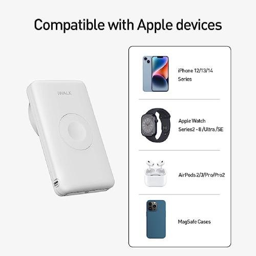 iWALK MAG-X Magnetic Wireless Power Bank with Apple Watch Charger,10000mAh  PD Fast Charging Portable Charger - White £34.95 - Free Delivery | MyMemory