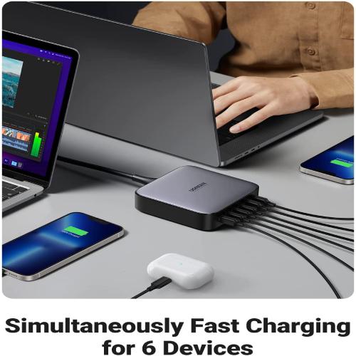 UGREEN Nexode 200W USB C Charger 6 in 1 GaN Power Adapter Multi Port Wall Plug