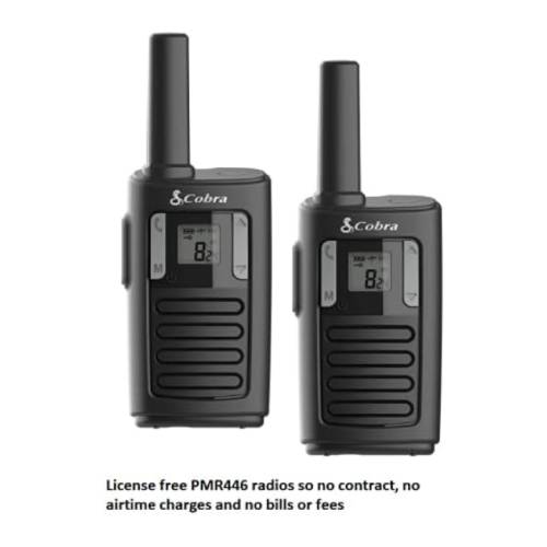 Cobra MT100 PMR446 2-Way License Free Walkie Talkie Radio (Twin Pack) - Black