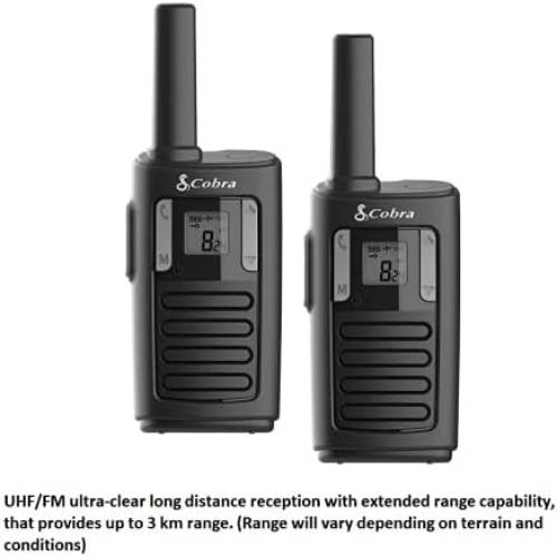 Cobra MT100 PMR446 2-Way License Free Walkie Talkie Radio (Twin Pack) - Black