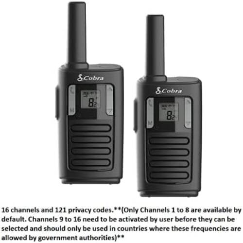 Cobra MT100 PMR446 2-Way License Free Walkie Talkie Radio (Twin Pack) - Black
