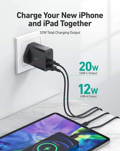 AUKEY 32W PA F3S 2 Port PD Type C Wall Charger Black 13.99