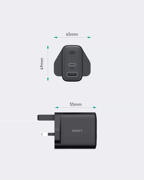 AUKEY 32W PA-F3S 2 Port PD Type-C Wall Charger - Black