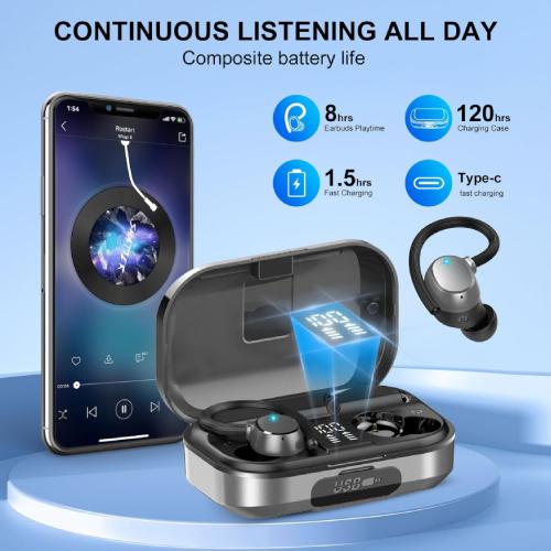GCBIG Bluetooth Wireless Earbuds - Black