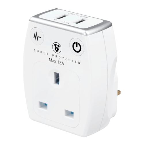 Masterplug 3.1A Surge Protected USB Mains Charger - White