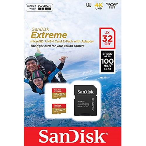 overschot punt presentatie SanDisk 32GB Extreme V30 Action Camera Micro SD Card (SDHC) A1 UHS-I U3 -  100MB/s - 2 Pack £18.98 - Free Delivery | MyMemory