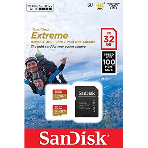 praktijk Waarschijnlijk Frons SanDisk 32GB Extreme V30 Action Camera Micro SD Card (SDHC) A1 UHS-I U3 -  100MB/s - 2 Pack US$27.86 | MyMemory