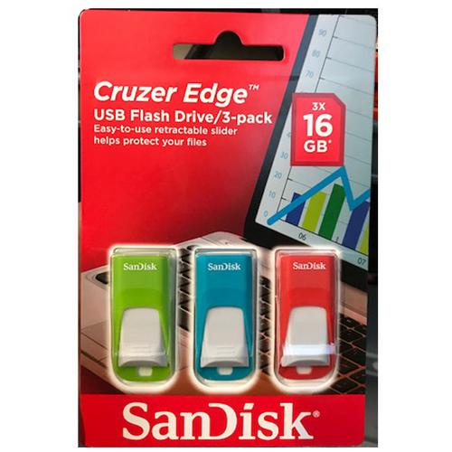 SanDisk 16GB Cruzer Edge USB Flash Drive - 3 Pack FFP