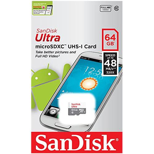 SanDisk 64GB Ultra Micro SD Card (SDXC) UHS-I - 48MB/s