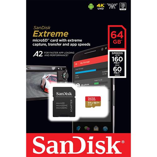 Sandisk 64gb Extreme Micro Sd Card Sdxc Uhs I U3 Adapter 160mb S 17 49 Mymemory