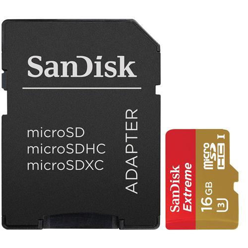 SanDisk 16GB Extreme Micro SD Card (SDHC) UHS-I U3 + Adapter - 90MB/s