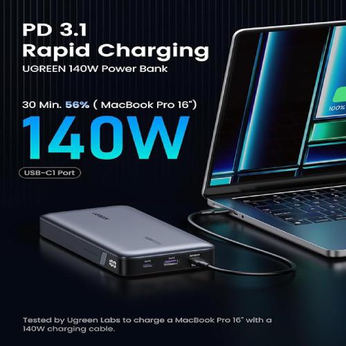 UGREEN 140W Laptop Power Bank Fast Charging 25000mAh Portable Charger with 3 Ports