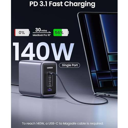 UGREEN MacBook Pro 300W USB C Nexode 5-Port PD3.1 PPS Super Fast GaN Charger