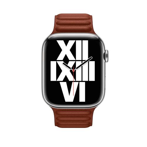 Apple Official Watch Band 45mm Leather Band S/M - Umber