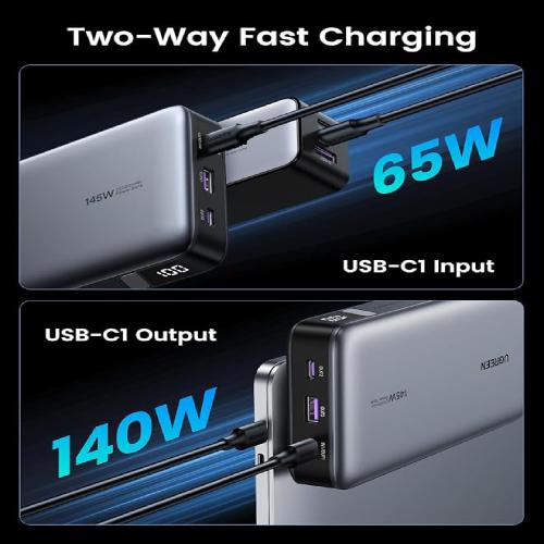 UGREEN 140W Laptop Power Bank Fast Charging 25000mAh Portable Charger with 3 Ports