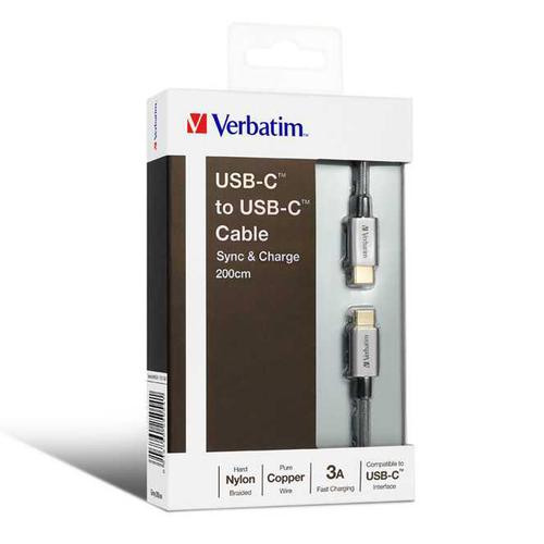 Verbatim USB-C to USB-C Sync & Charge Cable - 2M - Space Grey