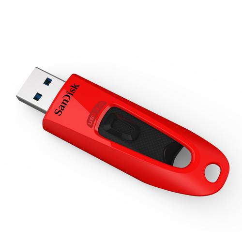SanDisk 64GB Ultra USB 3.0 Flash Drive - 100Mb/s - Red