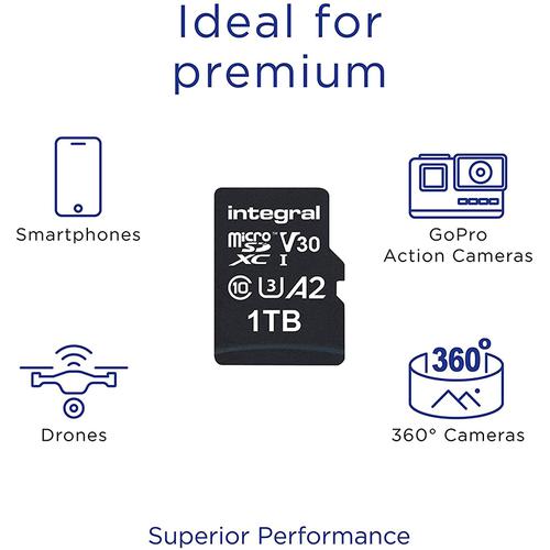 INTEGRAL Micro SD 128GB Classe 10 UHS-I V30 A1 R180 MB/s