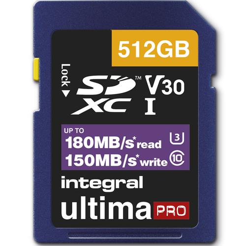 Integral 512GB UltimaPRO V30 4K/8K SD Card (SDXC) UHS-I U3 - 180MB/s