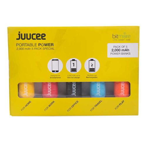 Bitmore Juucee Portable Power 2,000 mAh Power Bank - 5 Pack