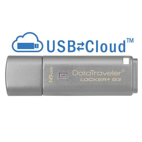 Kingston 16GB DataTraveler Locker+ G3 USB 3.0 Flash Drive - 130Mb/s - Cloud Back-Up