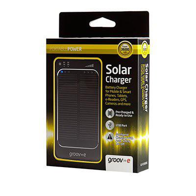 Groov-e 3600mAh Solar Powered Portable Power Bank