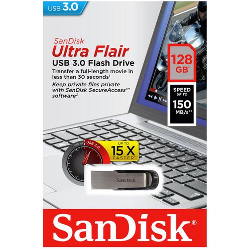 SanDisk 128GB Ultra USB 3.0 Flash Drive - 128 GB - USB 3.0 - Black - 5 Year  Warranty