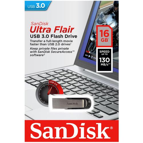 SanDisk 16GB Ultra Flair USB 3.0 Flash Drive - 130Mb/s