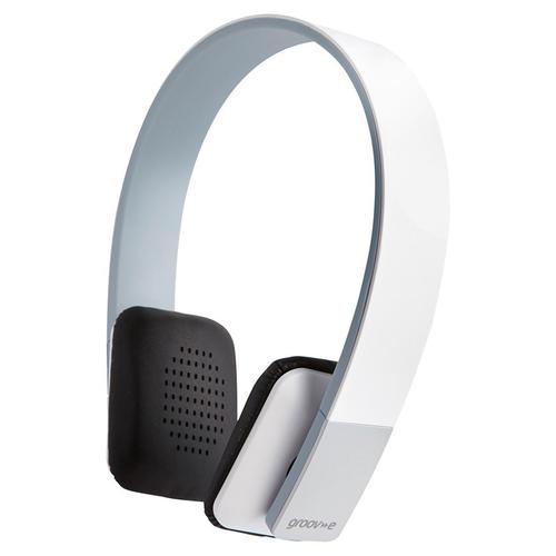 Groov-e Tempo Wireless Bluetooth Headphones with Microphone - White