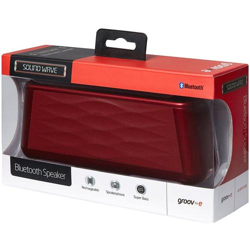 Groov-e Sound Wave Wireless Bluetooth Speaker with Mic - Red