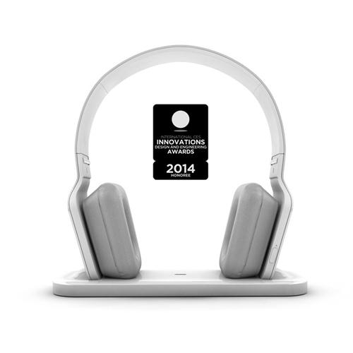 BeeWi Bluetooth Stereo Headphones with Hi-Fi Docking Station - White (BBH300)