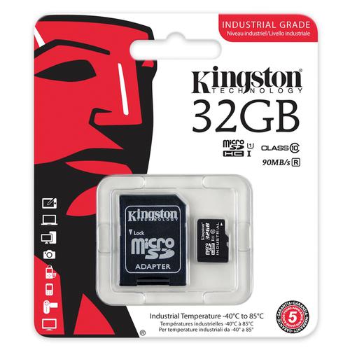 Kingston 32GB Industrial Micro SD Card (SDHC) + Adapter - 90MB/s