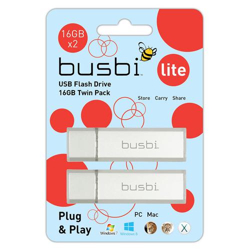 Busbi 16GB Lite USB Flash Drive - 2 Pack