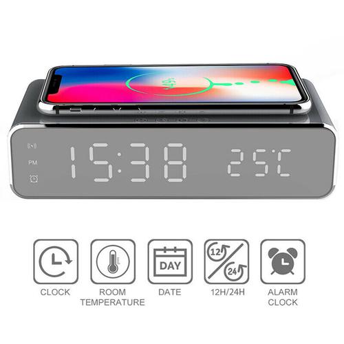 Oneo 3 In 1 Digital Alarm Clock With Thermometer 5w Wireless Charger Black Us 27 99 Mymemory